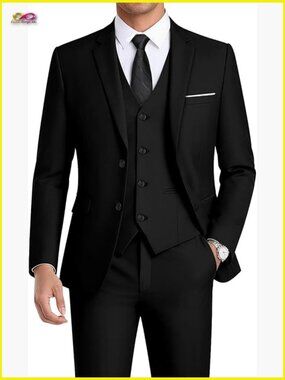 Slim Fit 3-Piece Suit Set Classic Formal Wedding Business Tuxedo
